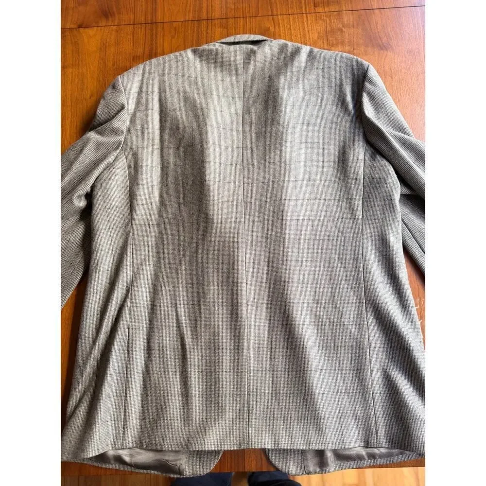 Oscar de la Renta Men's Brown Plaid Lambswool & Cashmere Sport Coat - S 52L